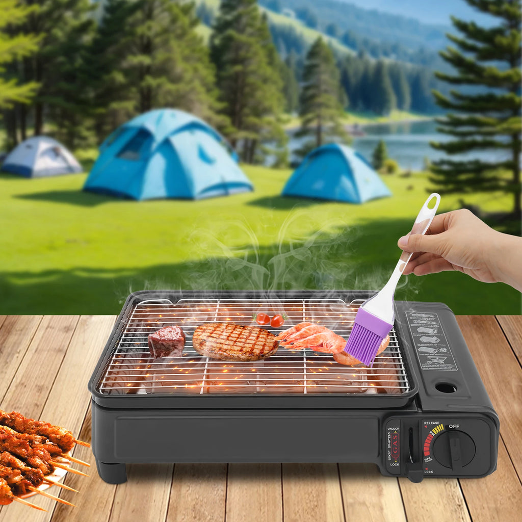 Portable 2.2KW Butane Grill Stove with Case Tabletop Gas Burner for LPG & 220g Butane Canister Outdoor Camping Picnic Gear