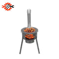 Wood Burning Stove, Outdoor Camping Stove with 3 Burner Rings, 16.9 Inch Heavy Duty Steel for BBQ Cooking Garden Patio