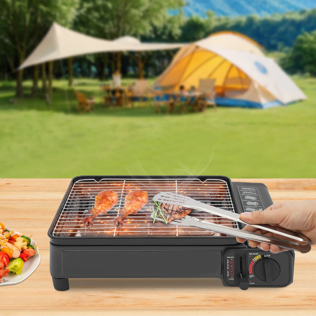 Portable 2.2KW Butane Grill Stove with Case Tabletop Gas Burner for LPG & 220g Butane Canister Outdoor Camping Picnic Gear