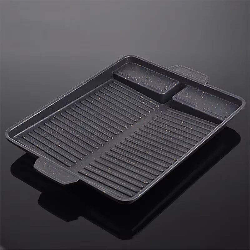 BBQ Grill Pan Plate 32 X 26cm Portable Non-Stick Coating Butane Gas Stove Cooker Plate Rectangle Korean Barbecue Plate